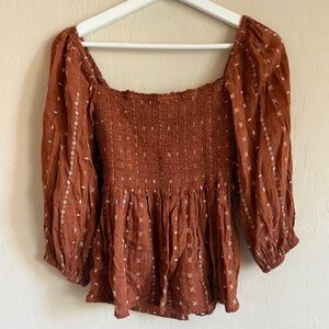 Matilda Jane Good Hart Peasant Boho Prairie Top Puff Sleeve Embroidered Women XS